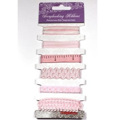 Набор ленточек, 6 шт., розовая гамма, разной ширины: 0,3-1см, 1 м