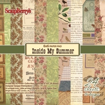 Набор бумаги для скрапбукинга, 15х15см, 170 гр/м Внутри моего лета, 24 листа