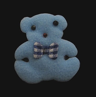 Прикраса з тканини "ведмедик", колір блакитний, розмір 4x4 см