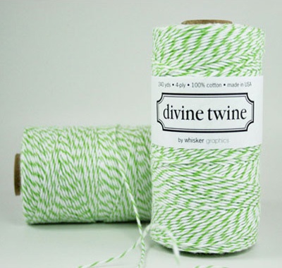 Бавовняний шнур від Divine Twine - Green Apple, 1 мм, колір салатовий/білий, 1м