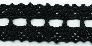 Мереживо в’язане, колір чорний, ширина 25 мм, довжина 90 см