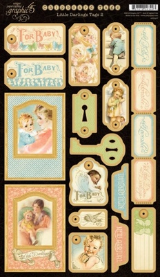 ЦЕНА СНИЖЕНА! Высечки из чипборда Graphic 45 - Little Darlings Chipboard Die-cuts 2, 18х30 см
