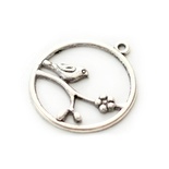 Набір металевих підвісок від ScrapBerryʼs - Пташка в круглій рамці, 30x32м, 10 шт.