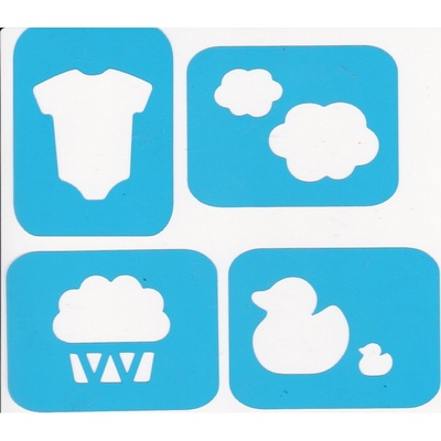 Набір трафаретів - Фабрика Декору - Міні-дитячий 02, 4 штуки, 7x7 см кожен