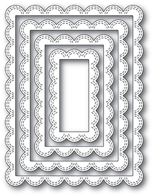 Ніж для вирубки від Poppystamps - Double Stitch Scalloped Rectangle Frames