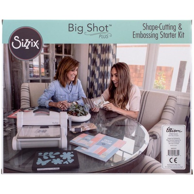 Машинка для вирубки і тиснення Sizzix Big Shot PLUS Machine White & Gray, біло - сера (з платформою і пластинами), стартовий набір