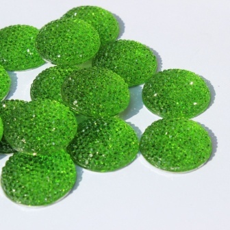 Кабашон зі стразами, колір зелений, 24x6мм, 1 шт.