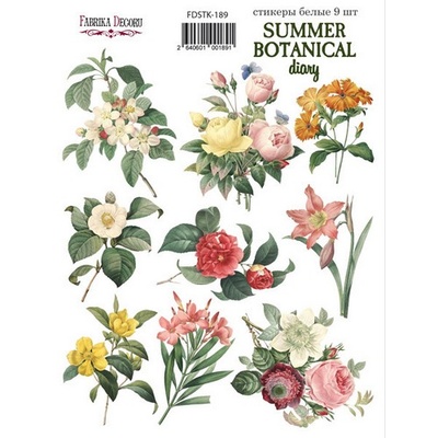 Набір наліпок (стікерів) 9 шт. Summer botanical diary 189, ТМ Фабрика Декору