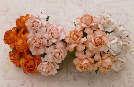 Набор розочек, персиковые и оранжевые цвета, 4 шт.
