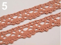 Мереживо бавовна, ширина 16 мм, довжина 90 см, колір абрикосового кольору