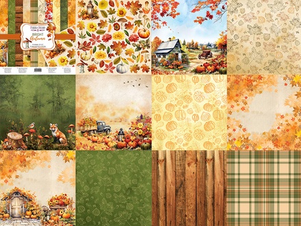 Набір скрап-паперу Bright Autumn 30.5x30.5см, 10 аркушів, ТМ Фабрика Декору