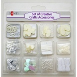 Набор декоративных украшений для скрапбукинга TM Santi, 12 видов, белый