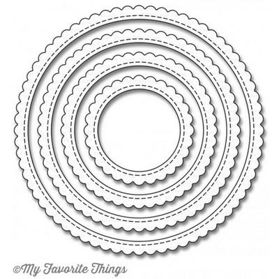 Лезвие My Favorite Things - Die-namics Stitched Circle Scallop Edge Frames, 4 шт.