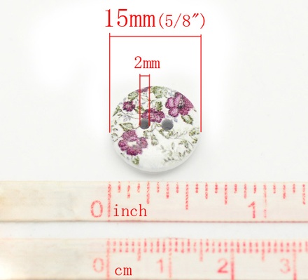 Дерев’яний ґудзик Multicolor Flower B17602, діаметр 15 мм, 1 шт.