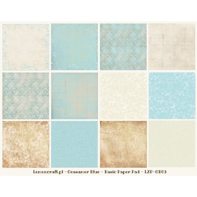 Набор скрапбумаги LemonCraft - Gossamer Blue Basic, фоновые дизайны, 30х30 см,  с бонусом