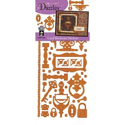 Набір наліпок - висічок HOTP - Card Hardware Dazzles Copper, розмір 10x23 см, 49 шт., колір мідь.