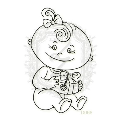 Акриловий штамп Lesia Zgharda дитина з подарунком D066, розмір 3,8x6,2см