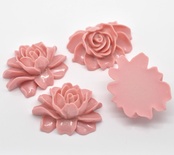 Кабашон "Квітка", колір рожевий, розмір 46x36 мм, 1 шт.