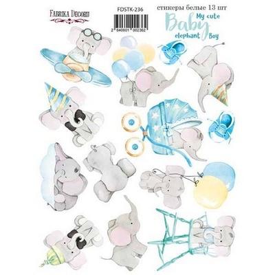 Набір наліпок (стікерів) 13шт. My cute Baby elephant boy 236, ТМ Фабрика Декору