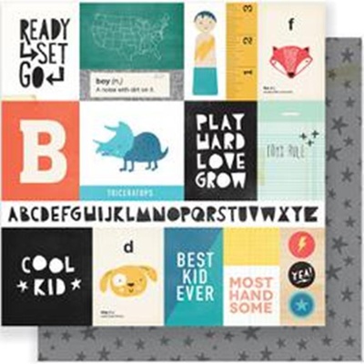 Аркуш скрап-паперу від Crate Paper - Cool Kid - Run & Jump, 30x30см