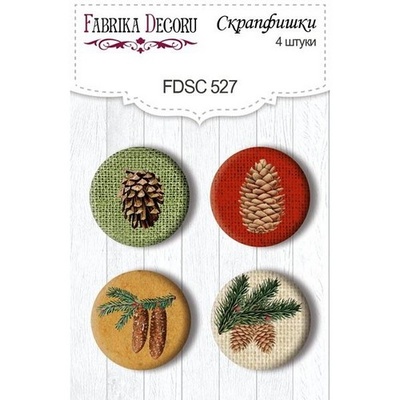 Скрап-фішки набір 4шт. Winter botanical diary 527, ТМ Фабрика Декору