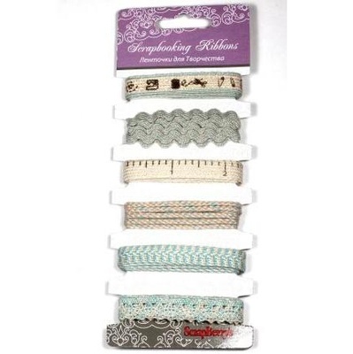 Набор ленточек, 6 шт., серо-голубая гамма, разной ширины: 0,3-1см, 1 м