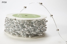 Нить с бусинками, цвет серебро, размер: 4,8 мм, длина 90 см