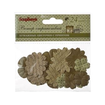 Набір паперових квіточок: 25мм, 30мм, 38мм, "Вітер мандрівʼ", 24шт.