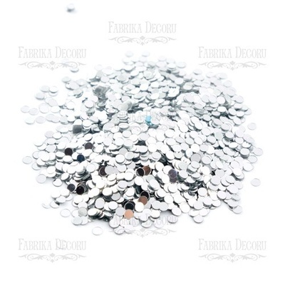 Паєтки круглі пласкі, срібні 405, ТМ Фабрика Декору