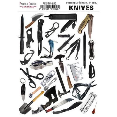 Набір наліпок (стікерів) 34 шт. Knives #152, ТМ Фабрика Декору