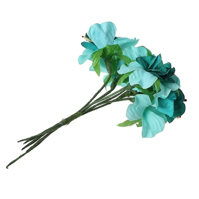 Тканинні квіти, зелений колір, діаметр 4 см, 6 шт.