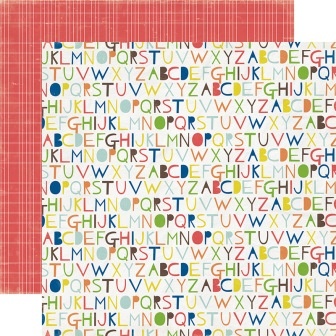 Аркуш двостороннього скрап-паперу Alphabet, Paper & Glue, Echo Park, 30x30 см