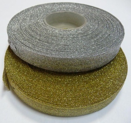 Стрічка металізована, колір срібло, ширина 12 мм, довжина 90 см