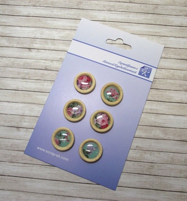 Епоксидні наліпки в Деревʼяній оправі від Євгенія Курдібанська ТМ - "Троянди", 6 шт.