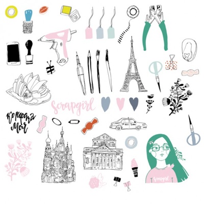 Набір висічок для скрапбукінгу від Polkadot - Scrapgirl, 40 елементів, щільність 300 gr\ 2
