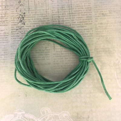 Вощений шнур, зелений, 1,5 мм, 5 метрів