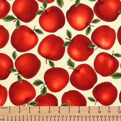 Ткань 100% хлопок - Красные яблоки, 45х55 см