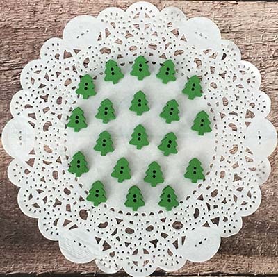 Ґудзики Деревʼяні від ScrapBerryʼs - Ялинки зелені, 12x10 мм, 20 шт.