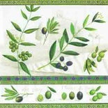 Серветка для декупажу "Оливки", колір фону: білий, розмір: 33x33 см