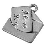 Металева прикраса "Лист", античне срібло, розмір 18,5x16,5 мм, 1 шт