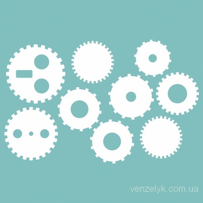 Чипборд от Вензелик - Набор шестерен 05, размер: 90x90 мм