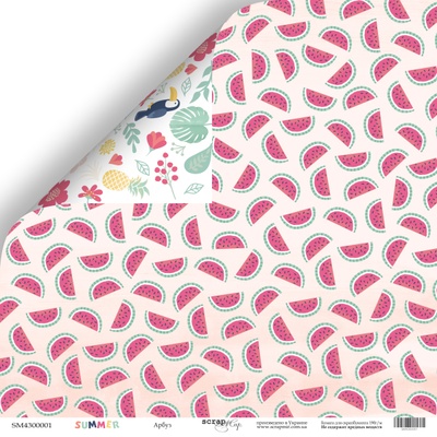 Аркуш двостороннього паперу Scrapmir - Кавун з колекції Summer, 30x30 см