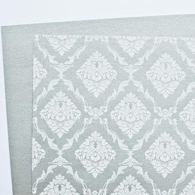 Аркуш дизайнерського паперу з візерунком Розкішно 3, колір Срібло 2, А4