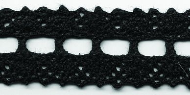 Мереживо в’язане, колір чорний, ширина 25 мм, довжина 90 см