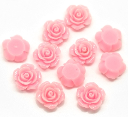 Кабашон "Троянда", колір рожевий, розмір 14x6 мм, 1 шт.