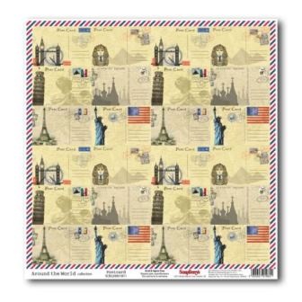 Лист бумаги для скрапбукинга  от ScrapBerry's - Вокруг Света - Почтовая карточка