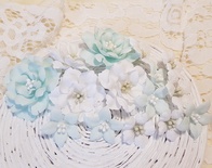 Набір квітів з тканини (15шт.), світло м'ятний, 2,5 см - 4,5 см