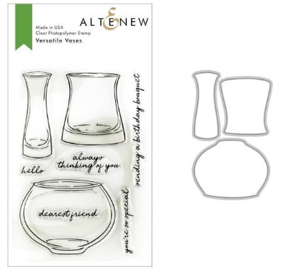 Штампи + Ножі для вирубки від Altenew - Versatile Vases Stamp & Die Bundle, 8 штампів + 3 ніжка